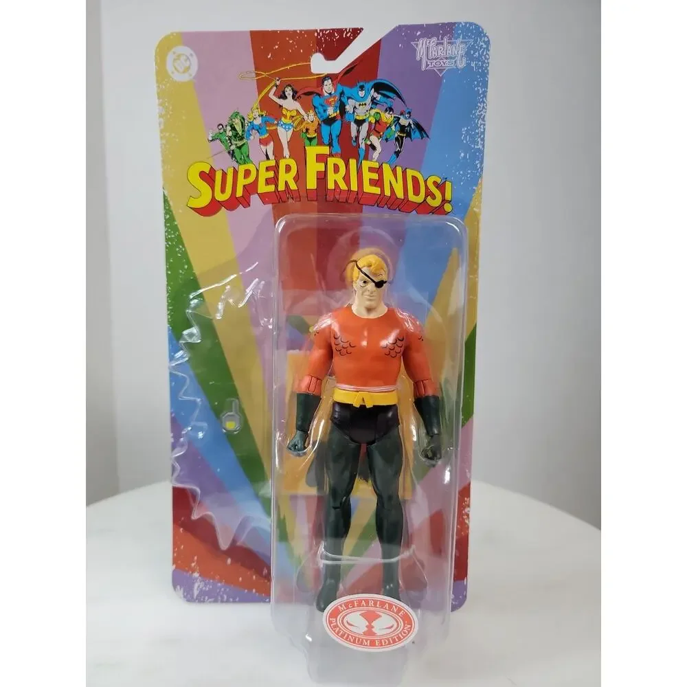 MCFARLANE DC RETRO SUPER FRIENDS EVIL AQUAMAN RED PLATINUM EDITION on Card